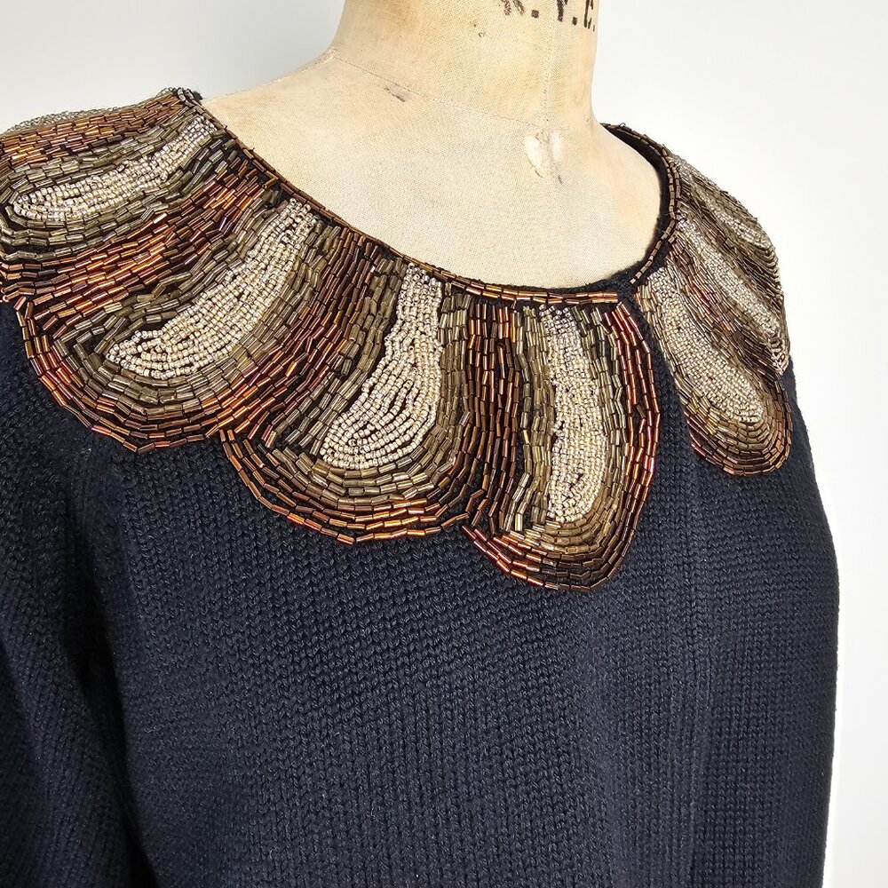 Tibi Beaded Statement Collar Cropped Cardigan Swe… - image 11